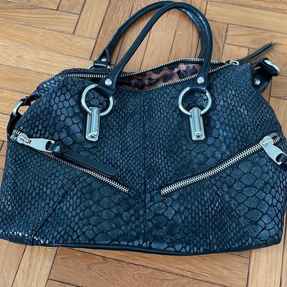 b. makowsky Handbags - Black B. Makowsky shoulder bag with leopard interior.